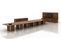 Wood and Metal Conference Table with Square Base Legs